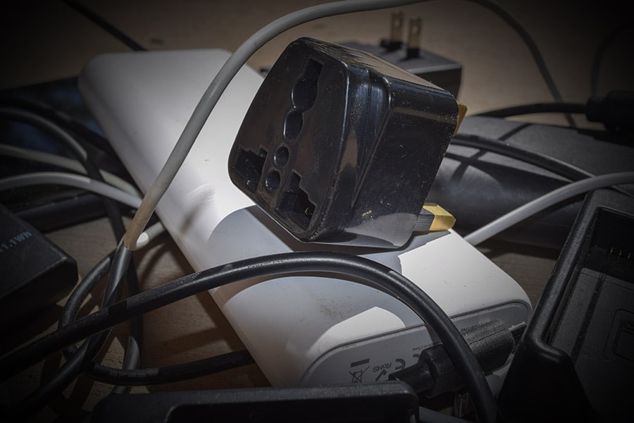 pile of cables and adapters